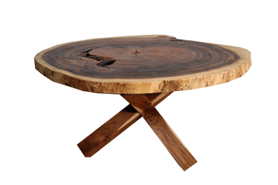 Apple Table, made from a slab of acacia