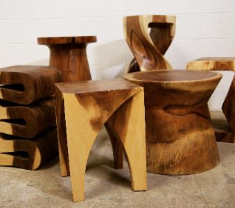 natural wood stools