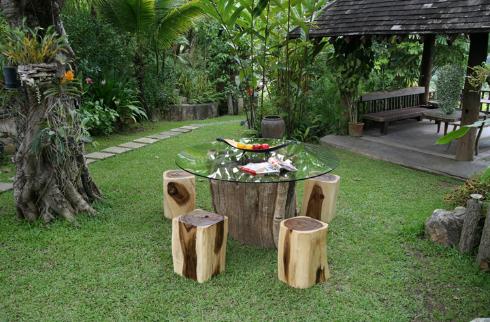 natural organic stools and table