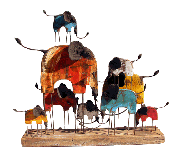 Chin hand made elephant family