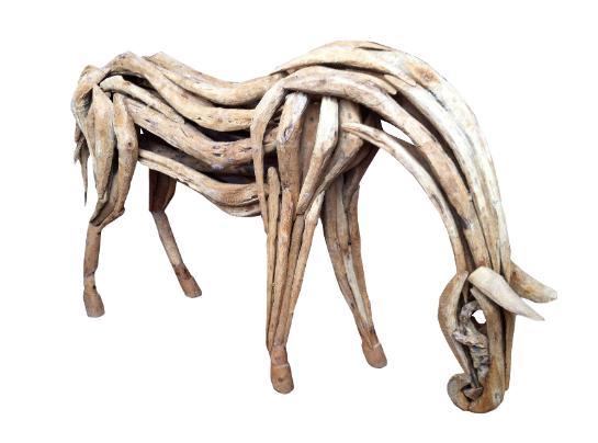 horse made from reclaimed teakwood