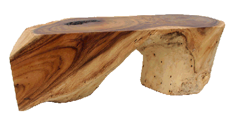 acacia free form bench made with reclaimed wood