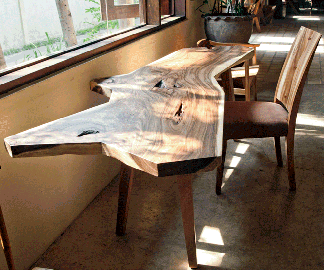 exotic acacia table with free edge