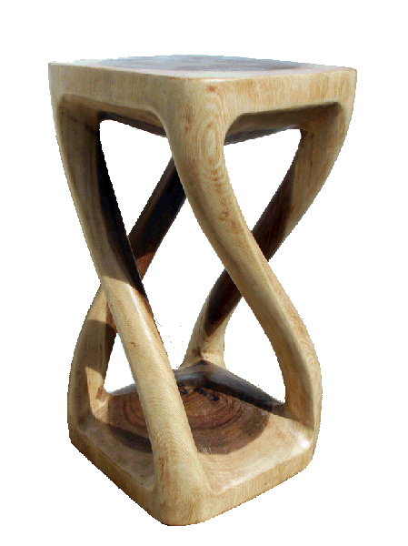 twist stool with four legs made with acacia wood