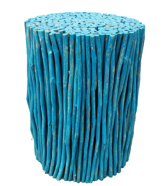 natural home decor blue stick stool